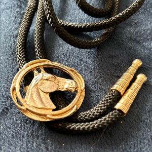 Elegant Gold tone horse equestrian bolo tie